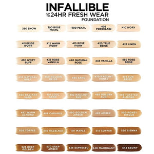 L'Oreal Paris Infallible 24-Hour Long-Lasting Foundation, 520 Sienna