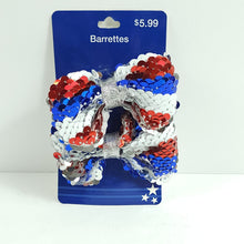 Load image into Gallery viewer, Fourth of July Sequin Bow Barettes Hair Accessories Red, White, Blue 2 PCS  0698