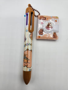 Capy Bara 6 Multi-Color Pen With Mini Key Chain Notebook