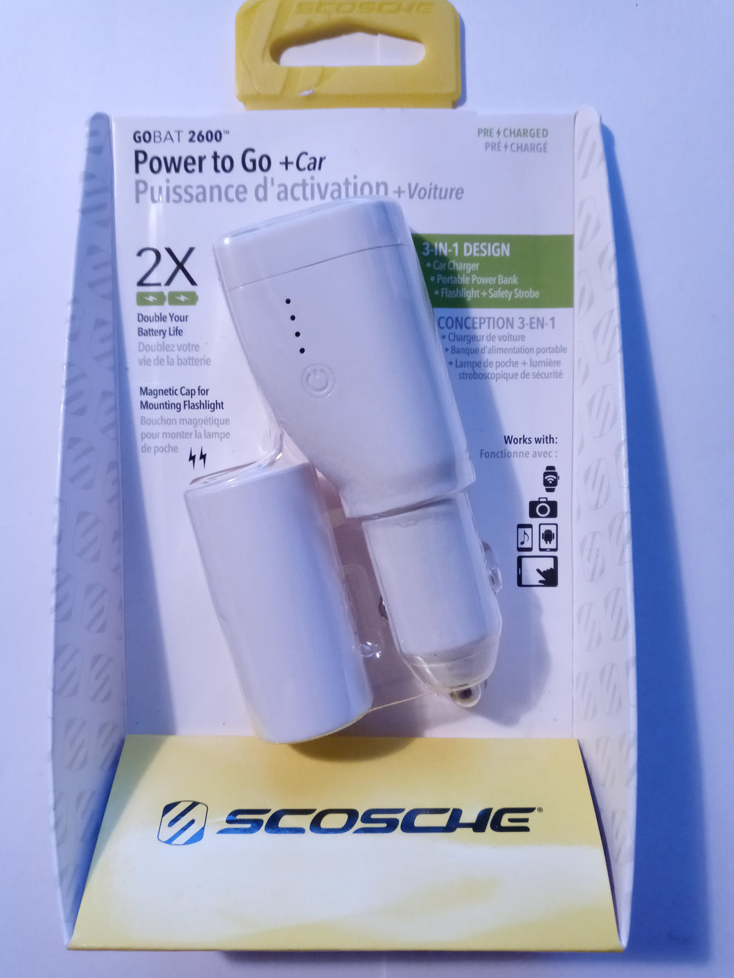 SCOSCHE POWER TO GO + CAR GOBAT 2600 3-IN-1 CHARGER