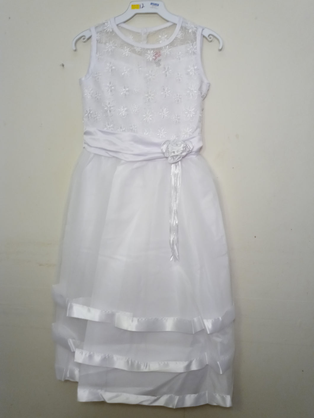 SABALAND GIRLS SIZE 12 WHITE FORMAL DRESS. NEW - # 3325
