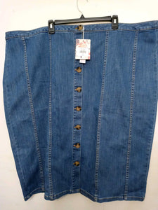 DOWNEAST & ASHLEY ROSE REEVES PLUS WOMENS SIZE 3X DENIM BUTTON FRONT SKIRT - DARRDS3X0078